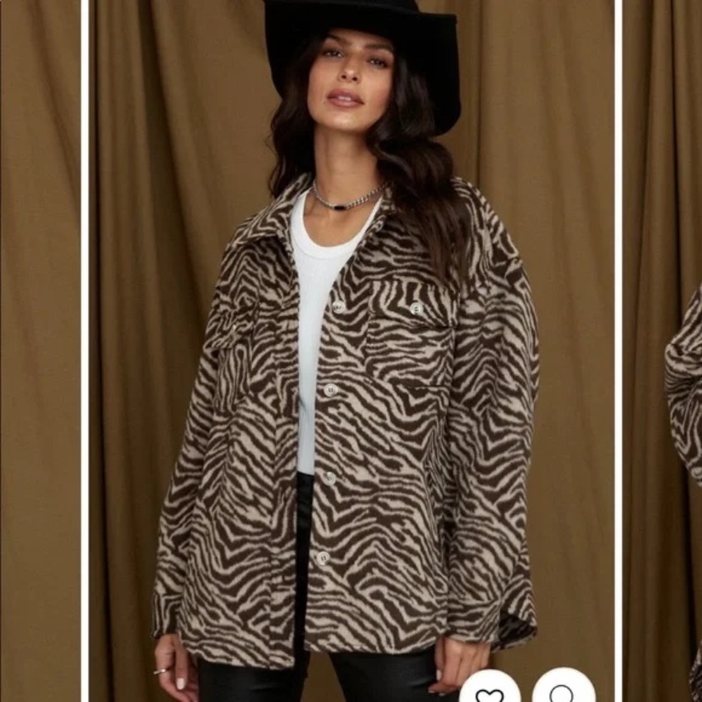 12th Tribe Savanna Brown Zebra Faux Fur Jacket - Oversized Animal Print Shacket